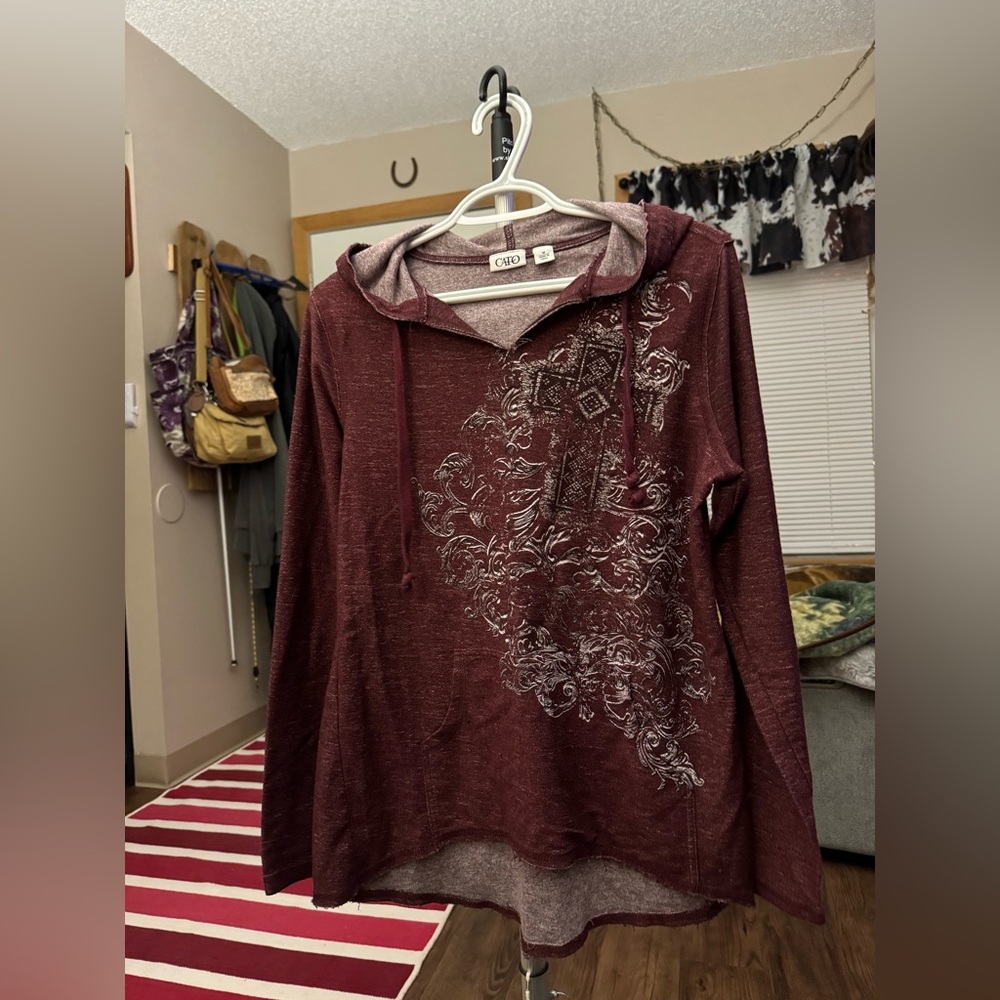 Cato Burgundy Patterned Hoodie